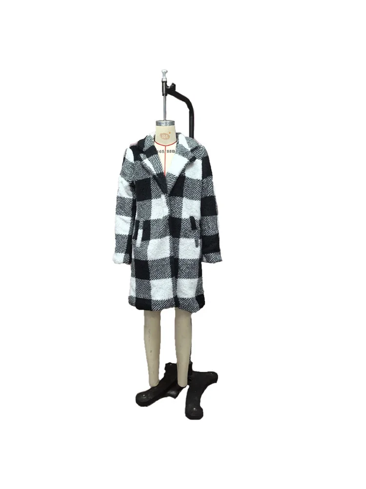 

2025 Spring New Street Sle Women's Long Sve Turn-down Collar Loose Casual Coat Midi Length Buttonl Plaid Outerwear