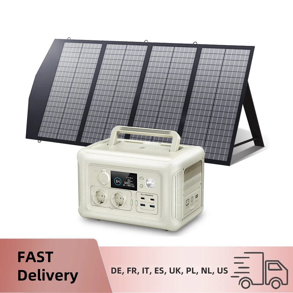 ALLPOWERS Portable Power Station with Portable Solar Panel（Included）,Pure Sine Wave 299Wh Outdoor Solar Generator Camping UPS