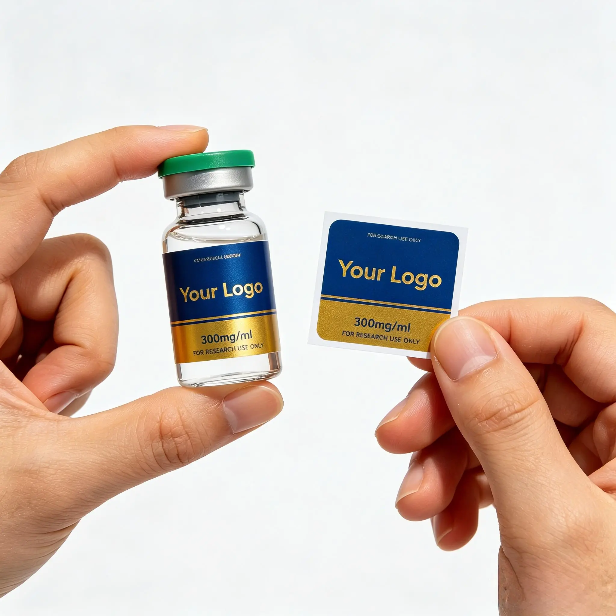 Waterproof Vinyl Self Adhesive Labels Custom Printed Logo,Factory Roll Pack Stickers for Peptide Glass Vials - Detail 1