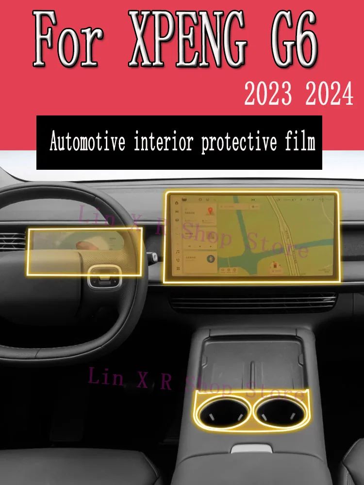 

For XPENG G6 2023 2024 Gearbox Panel Navigation Screen Automotive Interior TPU Protective Film Cover Anti-Scratch Sticker