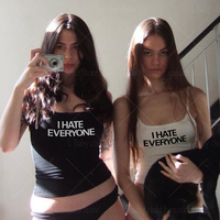 I HATE EVERYONE Print Gothic Tank Tops Summer Fashion Chic Slim Aesthetic Top Punk Woman Clothing Vests Streetwear Y2k 2000s Tee