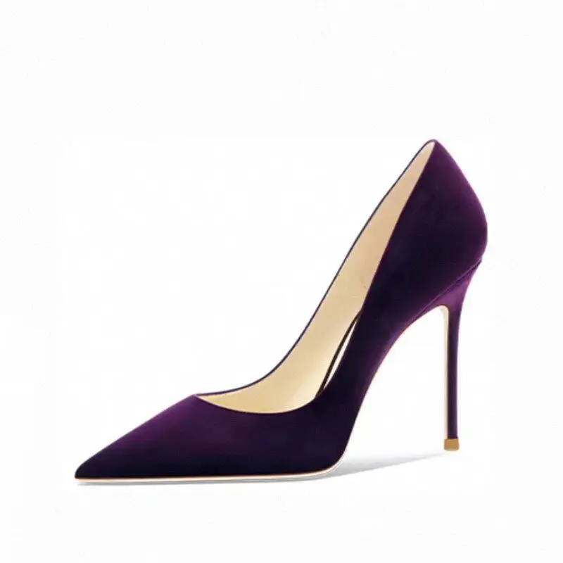 Yuejinlong Deep Purple Velvet Stiletto Heels Pointed Toe Pumps Elegant Party Dress Office Shoes 2026