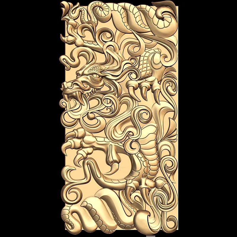 Stl التنين لوحة الباب لجهاز التوجيه باستخدام الحاسب الآلي ، طابعة ثلاثية الأبعاد ، artcam ، أسباير ، الإغاثة ، 7 قطعة