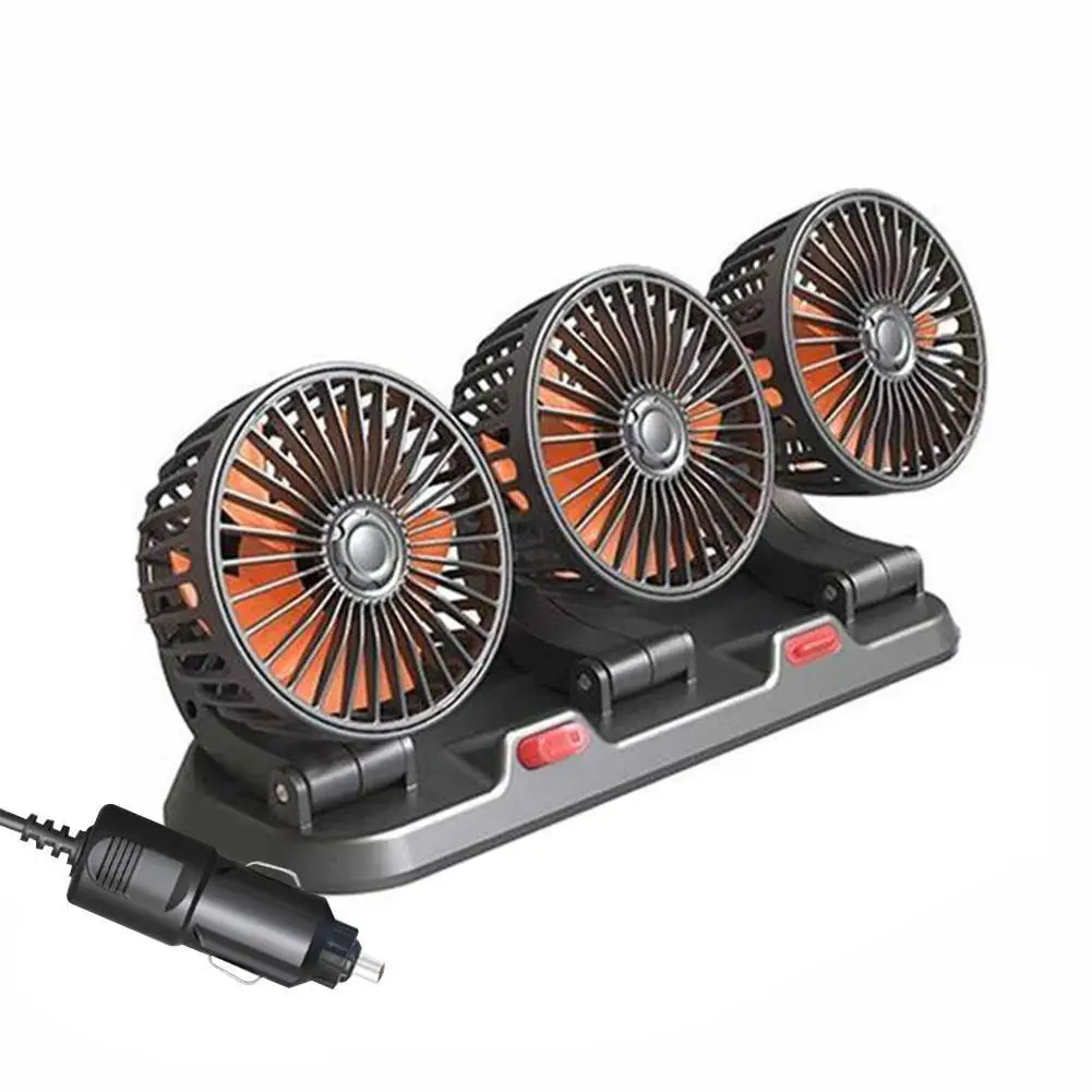 

3 Head Car Cooling Fan With Parking Number Plate USB /12V/24V Electric Fans Auto Low Noise Fan 360 Degree Rotatable Auto Cooler