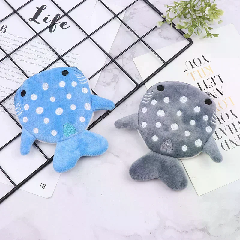 Cute Cartoon Plush Shark Coin Purse Plush Animal Wallet for Women Kids Zipper Coin Bag High Quality