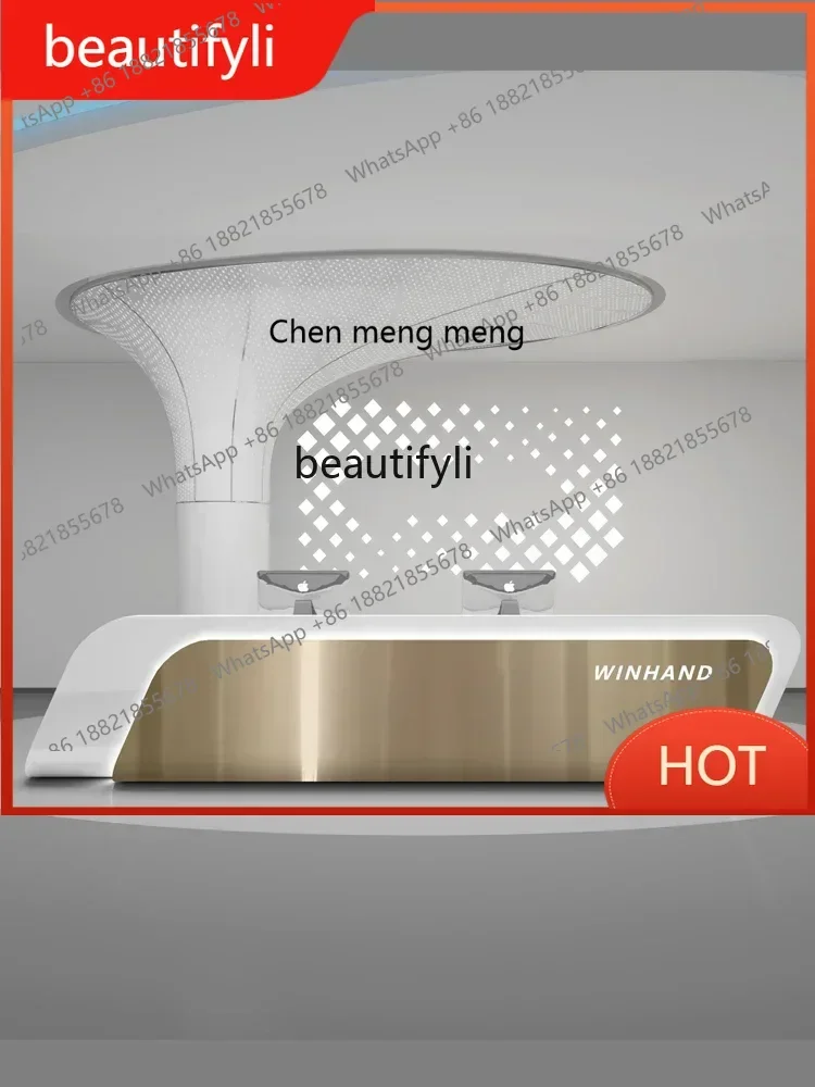 G8578 Simple light luxury clothing store bar counter upscale company front desk stainless steel checkout page