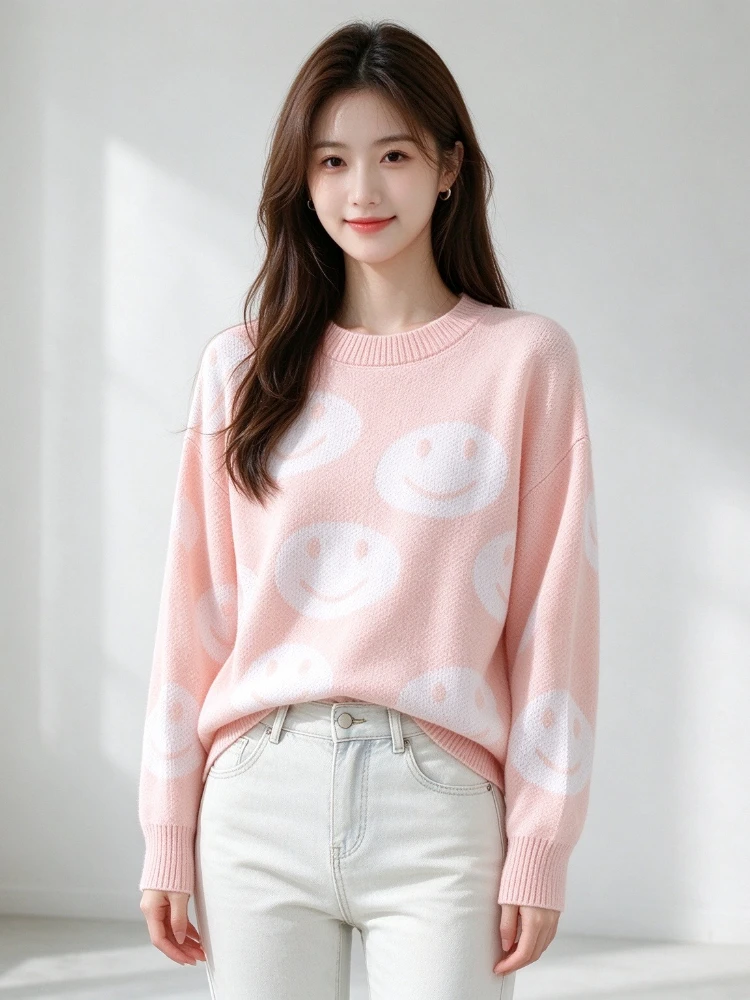 Autumn Winter Women's Knit Pullovers Casual Elegant Offices Long Sleeved Tops Loose Fashion Retro Sweater for Women Clothing