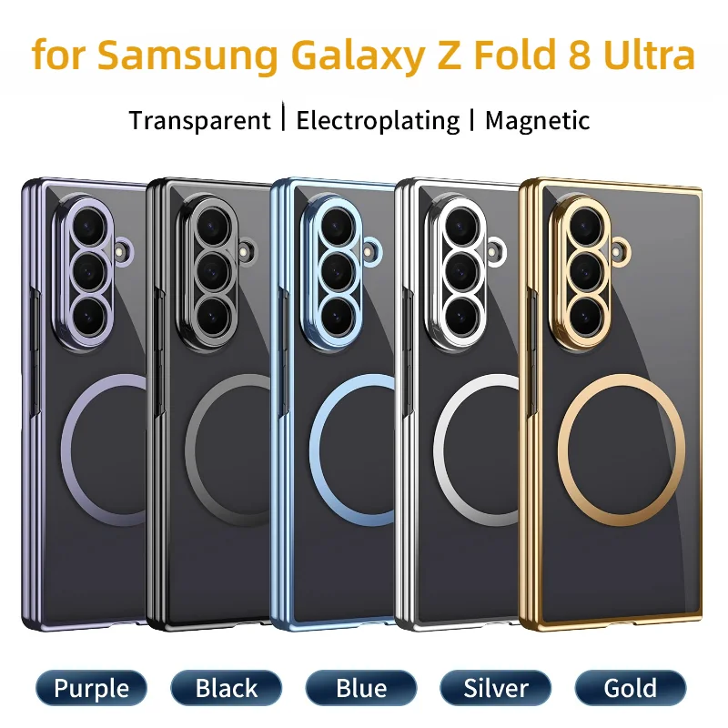 Coque de téléphone transparente de luxe haut de gamme pour Magsafe, pour Galaxy Z Fold 8 Ultra 7 6 5 4, film de protection d'écran en verre, protection complète