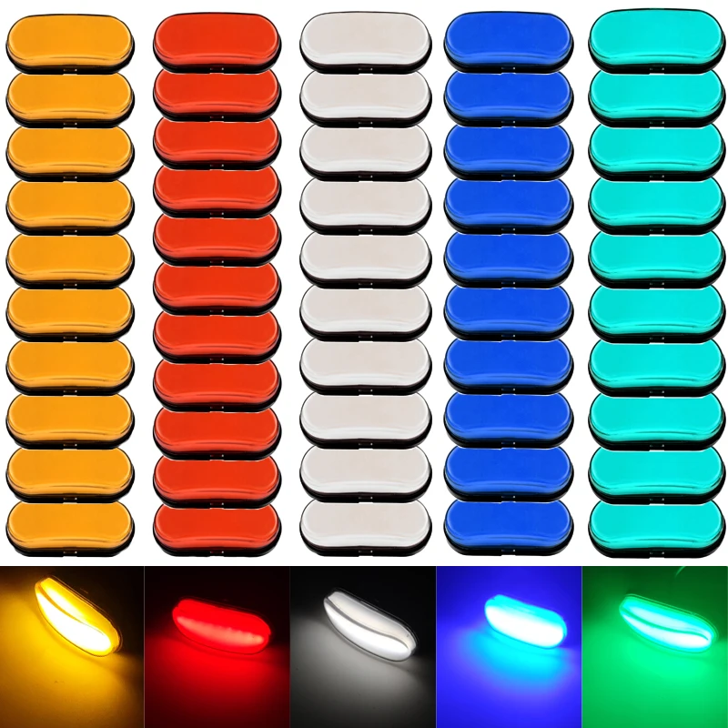 

10/5PCS 12V-24V Side Marker Lights Oval Front Rear Clearance Indicator Lamp Truck Accessorie for Trailer BUS Van Caravan