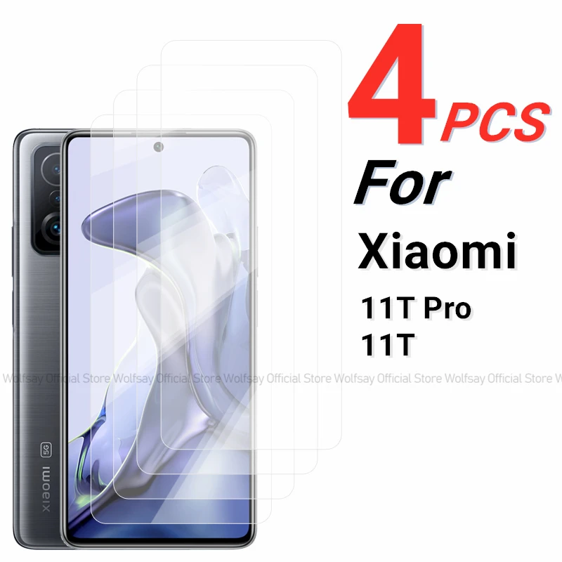 2/4PCS Screen Protector For Xiaomi 11T Pro Tempered Glass Xiaomi 11T 11T Pro Full Glue Protective Phone Glass For Xiaomi 11T Pro