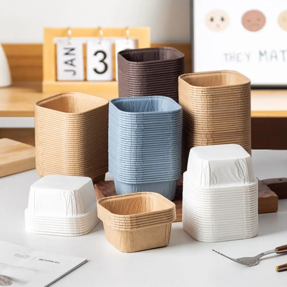 50 Stücke Kaffee Cupcake Liner Backförmchen Platz Muffin Cupcake Pappbecher Wrapper Hochzeitstorte Dekorieren Caissettes Muffins Papier