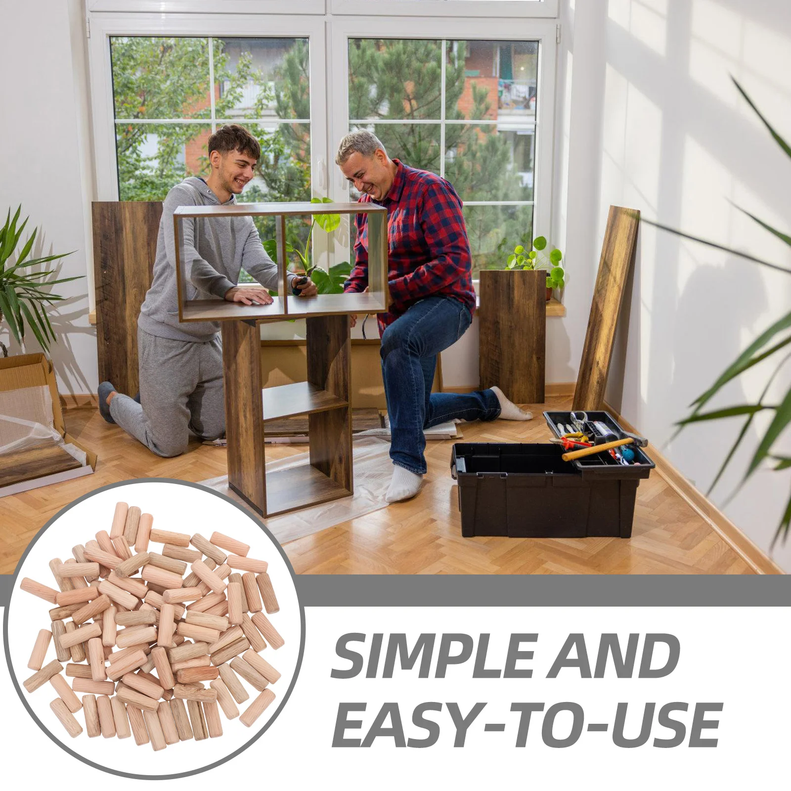 

100Pcs Wood Dowel Rods Strong Wood Material Convenient Groove Design Perfect for Furniture Repair Wooden Dowel