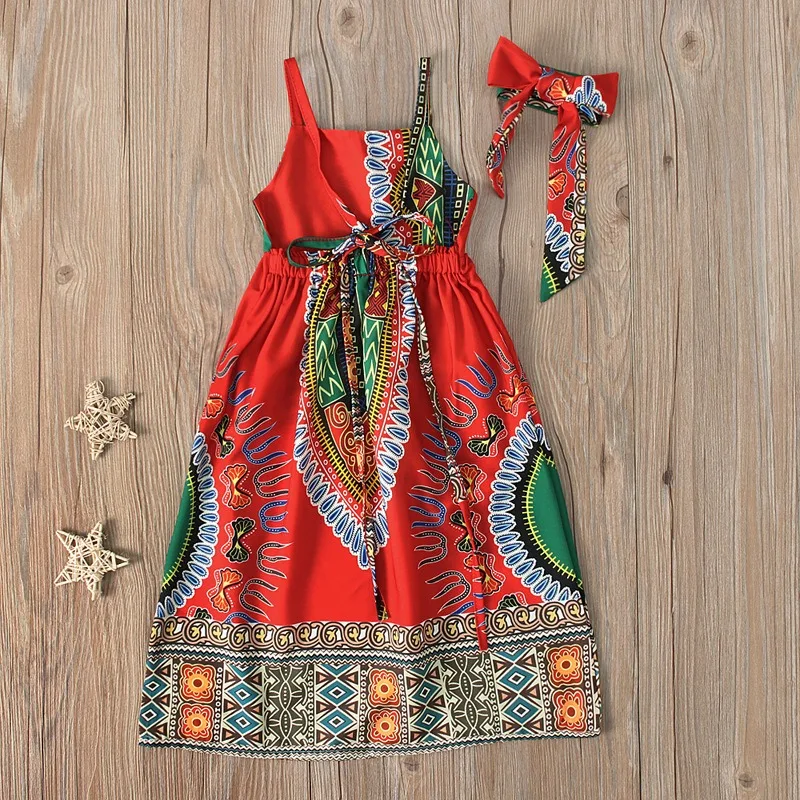 African Clothes Kids Fashion Dashiki Dress Robe Africaine Baby Girl Clothes 2 Pcs Sets Sleeveless African Dresses for Girls