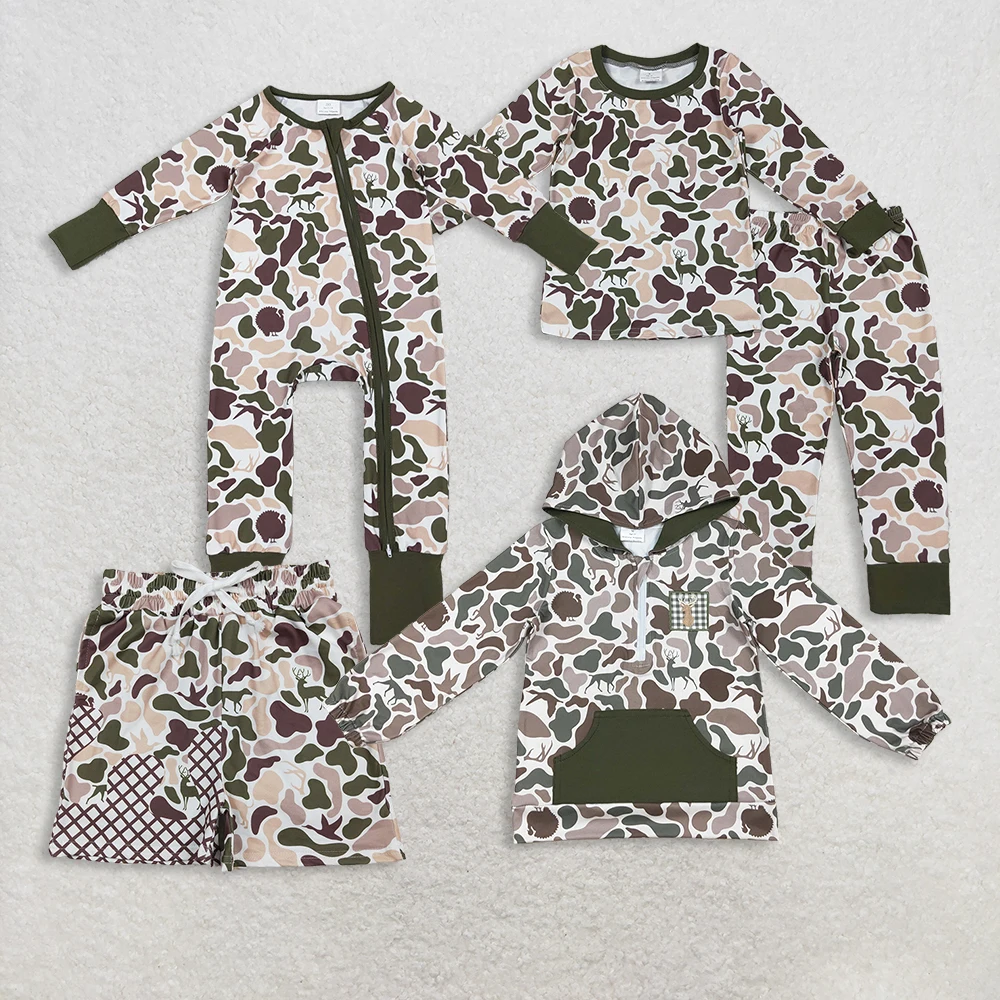 

z1022-11 BLP1234 Wholesale Boutique kids clothes boy Matching romper camouflage long-sleeved pants Set Autumn Children clothing
