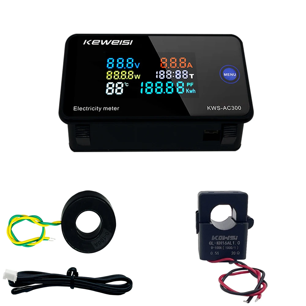 

AC 50-300V Voltmeter Ammeter KWS Power Energy Meter LED Digital AC Wattmeter Electric Meter with Reset Function 0-100A