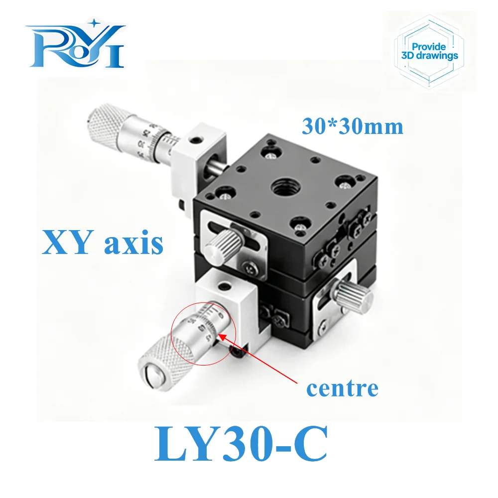 XY Axis 30*30mm Micrometer Sliding Table LY30-R LY30-L LY30-C Manual Displacement Cross Rail Trimming Station Sliding Stage