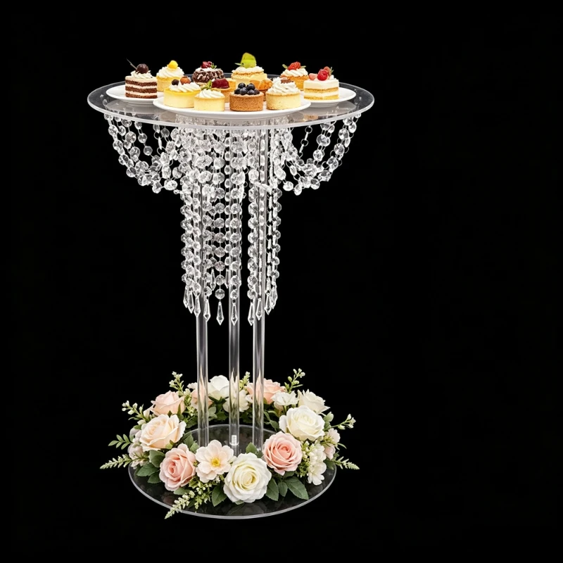 

60-80 Cm Tall Transparent Acrylic Flower Stand for Wedding Table Candy Centerpieces Romantic Road Lead Decoration Cake Tray