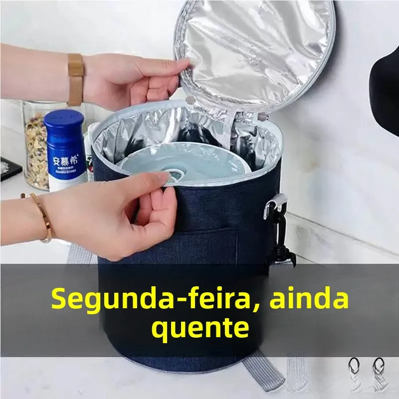 厚みのあるアルミホイルラウンド断熱ランチバケットバッグポータブル食品容器カバー長持ちする断熱アウタージャケット