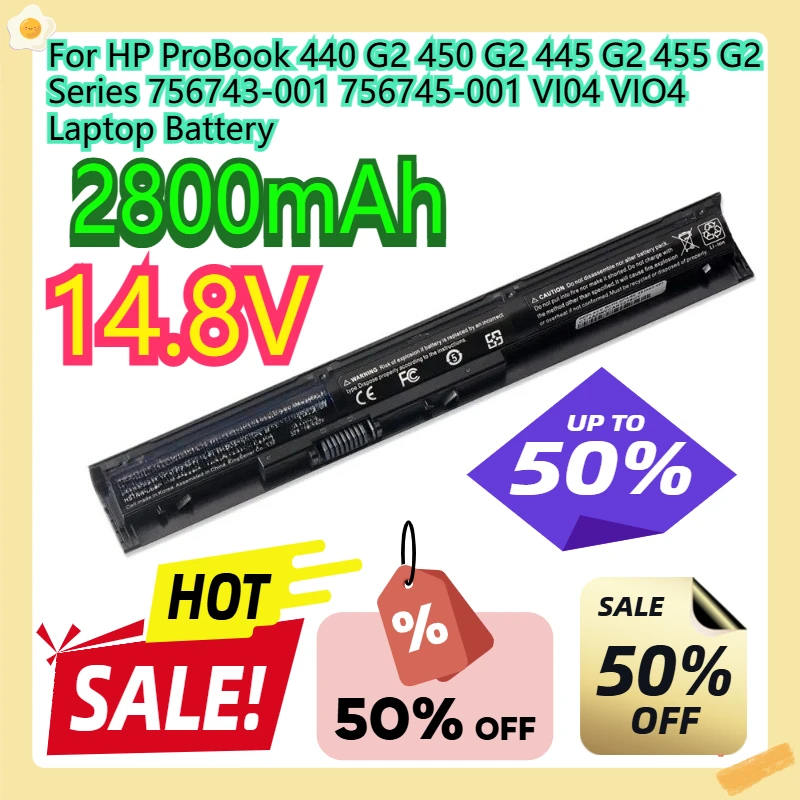 

For HP ProBook 440 G2 450 G2 445 G2 455 756743-001 756745-001 VI04 VIO4 Laptop Battery 14.8V 2800mAh 41WH