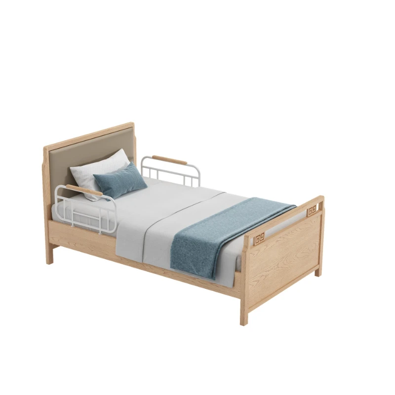 Senior-friendly wooden furniture Solid wood single care self-care bed Modern multi-functional elderly apartment home