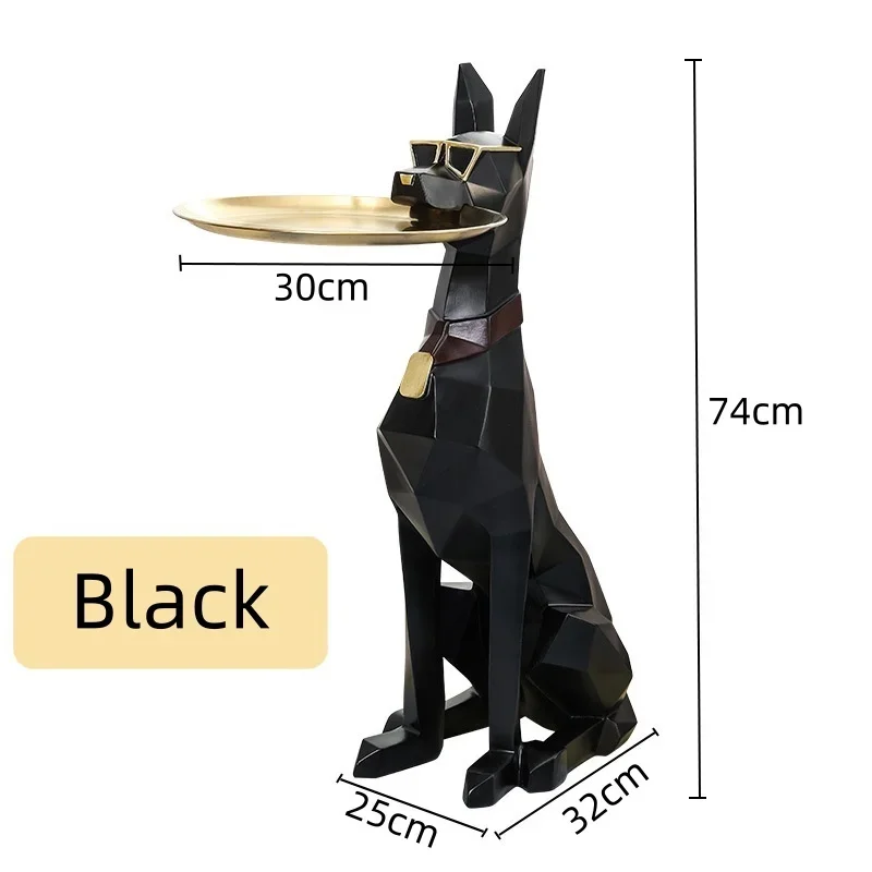 Hars Doberman Hond Standbeeld Luxe Interieur Bijzettafel Puppy Sculptuur Charmante Doberman Pinscher Beeldje Lade Woondecoratie