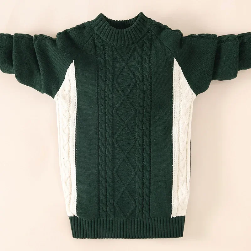 Kids Knitted Pullover Sweater Autumn/Winter Children Patchwork Warm Sweater For Teen Big Boys 6 8 10 12 14 16 Years Dwq567