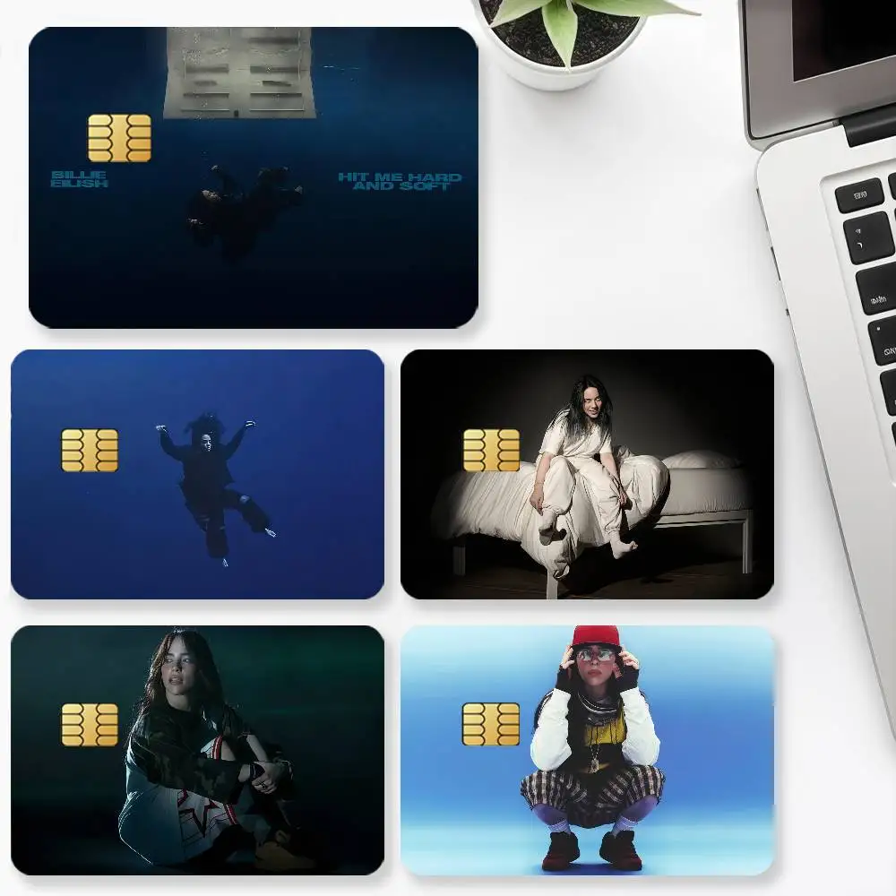Singer B-Billie E-Eilish Credit Card 4PCS Anti-scratch Waterproof  Stickers for Bank Debit Decorative Protection