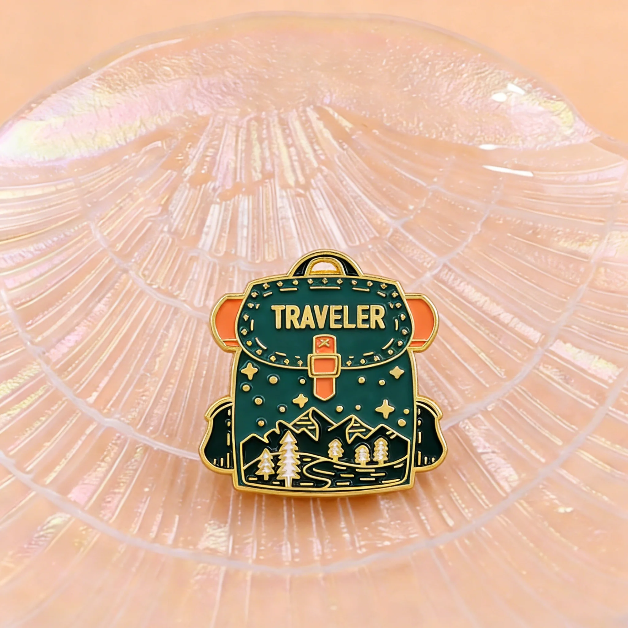 Traveler Enamel Pin Cute Mountain & Forest Brooch for Adventure Lovers Perfect for Jackets Ideal Gift for Travel Enthusiasts