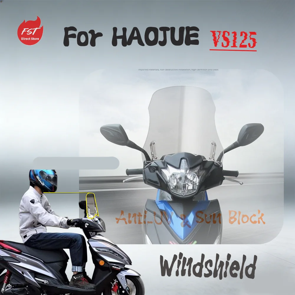 ForHaojue VS125 Modified Windshield with Adjustable Stand, Imported High Clarity Wind Screen