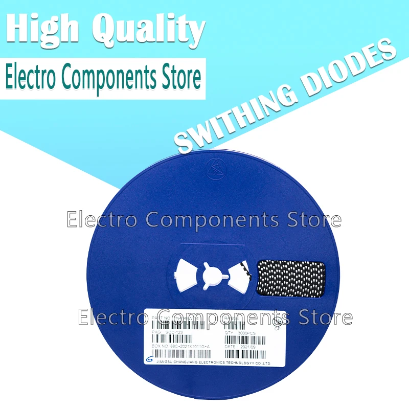 Fita e carretel rápidos do diodo do interruptor, 1N4148W SOD123 1206 1N4148WS SOD323 0805 1N4148WT SOD523 0603 (marcação T4) T4, SMD, 3000 PCes