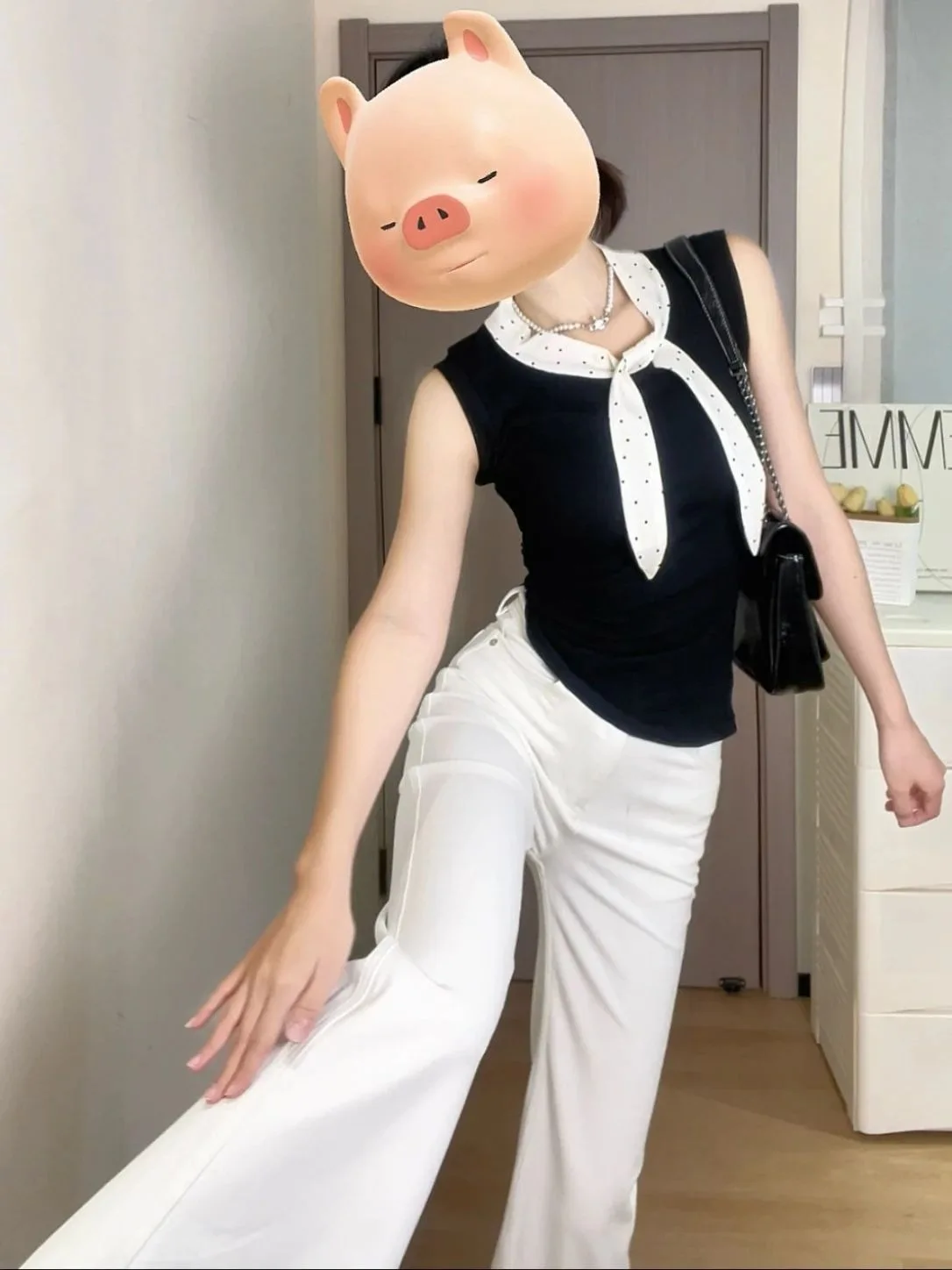 

Корейский летний женский топ с уникальным дизайном в горошек, модный, высококачественный, трендовый, с эффектом слэш-шик