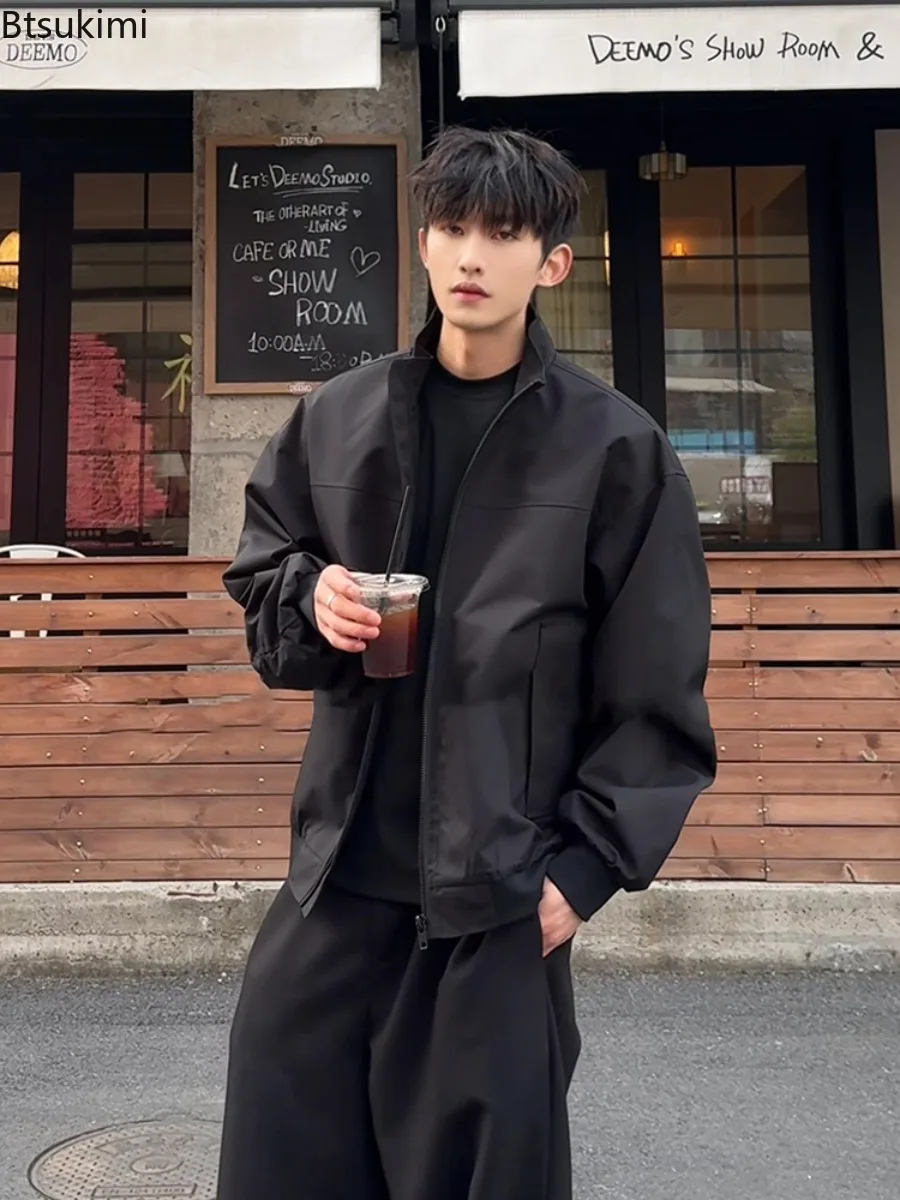 

American Style High Street Pilot Jacket Men's Spring Autumn Vintage Short Jackets Casual Stand Collar Baseball Coats Men Clothes