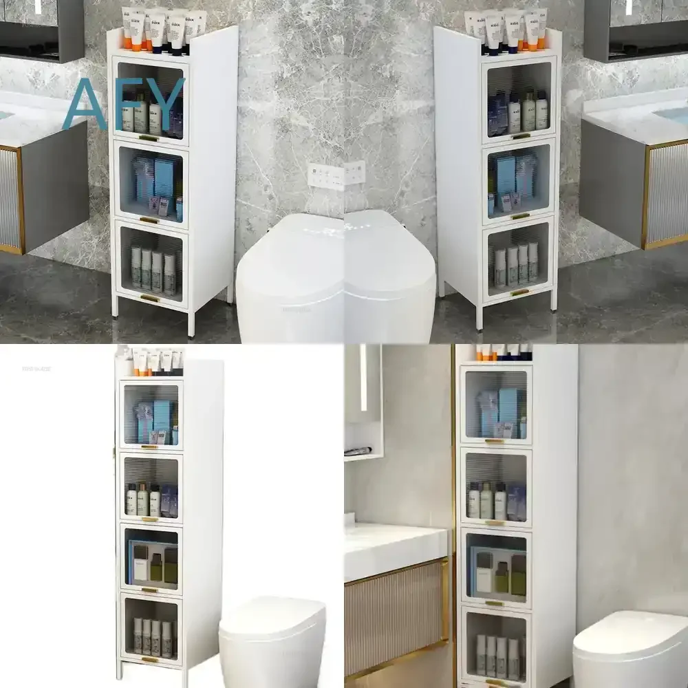 Modern Simple Bathroom Cabinet for Toilet Storage Rack Household Floor Standing Multi Layer Storage Cabinet Sandwich Style