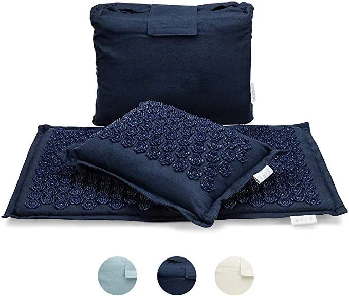 3pcs Set Linen Coconut Fiber Acupressure Massage Mat Kuznetsov's Applicator Relieve Back Pain Needle Pad Shakti Spike Cushion