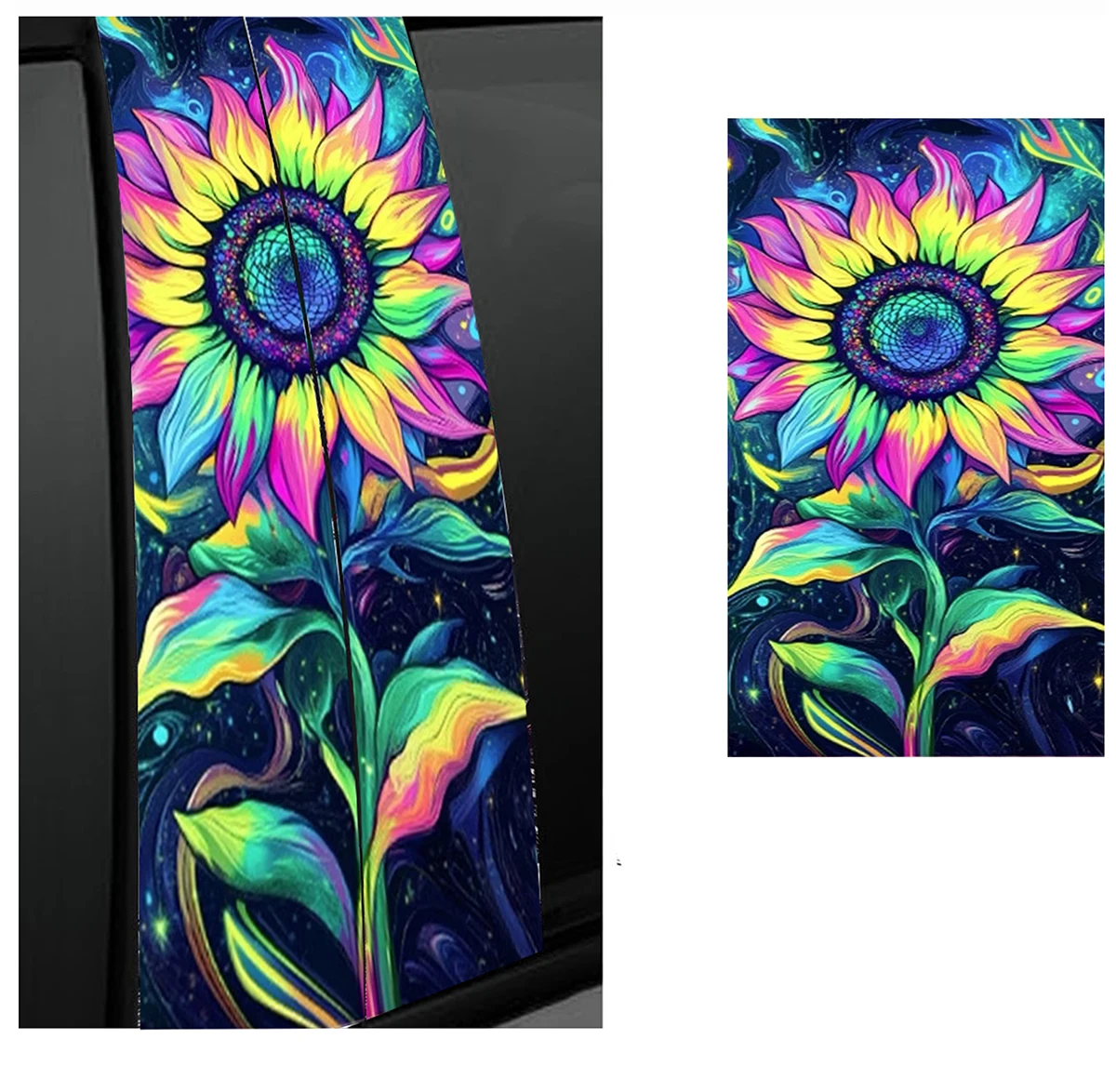 Car Pillar Trim Artistic Guitar Music Note Star Grin Door Decor Decals Waterproof B Column Anti-Scratch Vinyl Auto Ornament