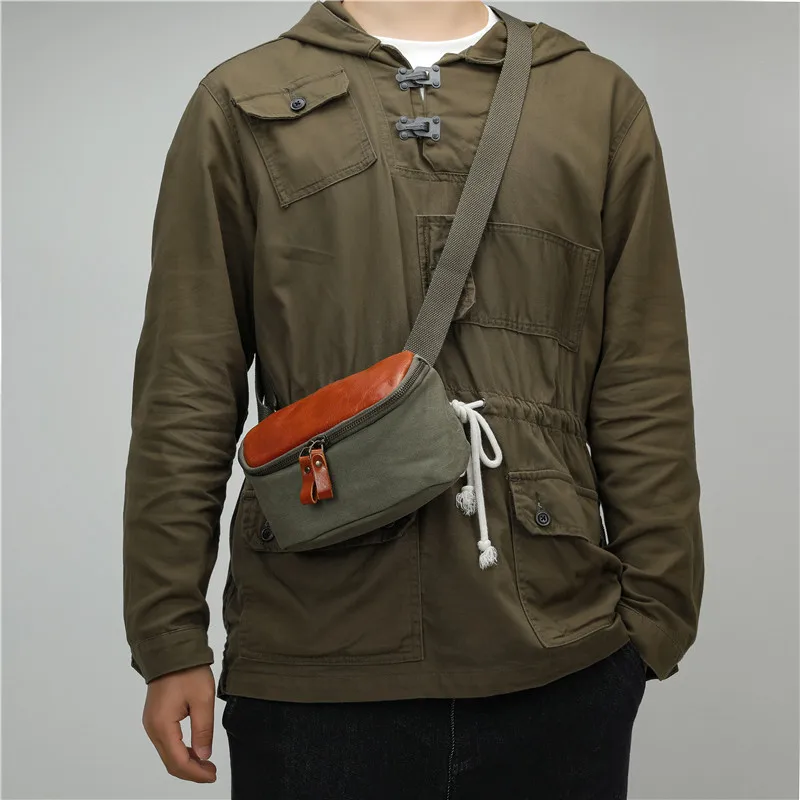 

Casual Canvas Crossbody Bag Men's Shoulder Bag Travel Passport Phone Bag Street Retro Pure Cotton Leisure Canvas Sling Bag