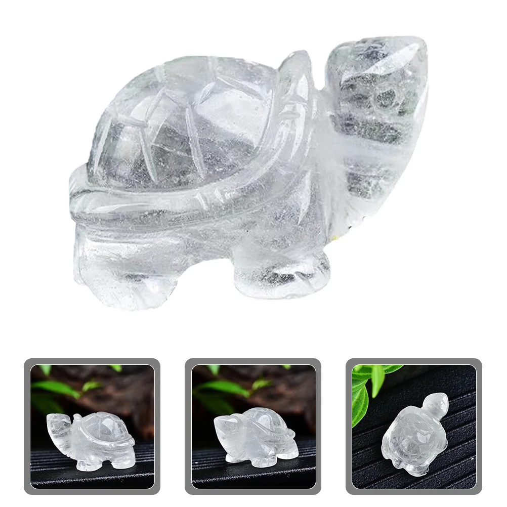 

Glass Turtle Statue Small Clear Transparent Decorative Desktop Ornament for Home Office Garden Decoration Relaxing Atmosphere