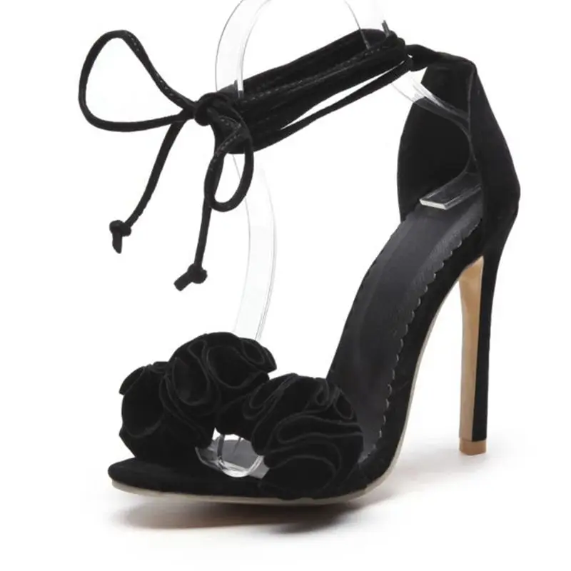صنادل نسائية BLXQPYT بكعب عالٍ رفيع مثير على شكل زهور وكاحل متقاطع مقاس كبير جدًا 52 فستان أحذية لحفلات الزفاف 81-2 #3
