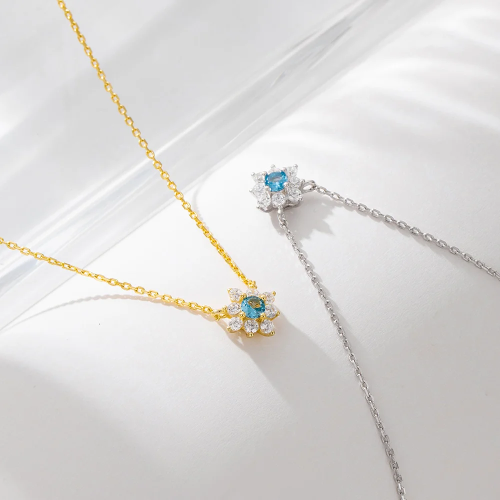 

European S925 Necklace - Fresh Floral CZ, Micro-inlay Flower, Women's Stylish Collar