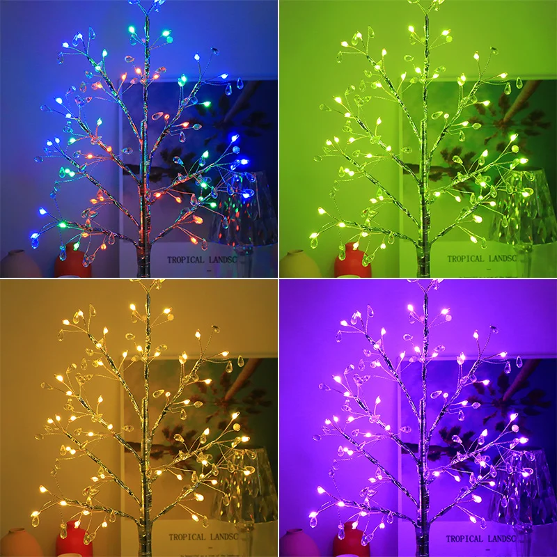 Crystal LED Night Light,Tabletop Tree Lamp, RGB Atmosphere lights,USB or Battery power for Bedroom,E-sport,Party,Gift,Home Decor