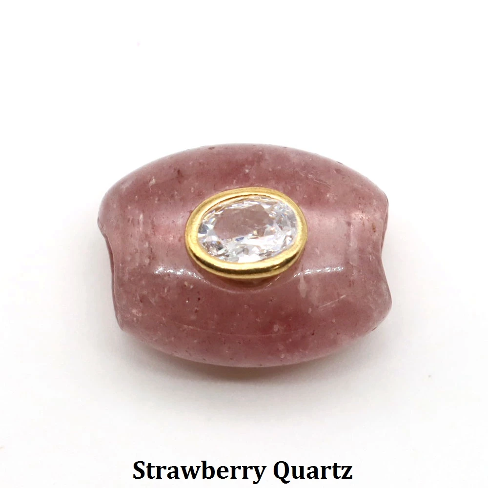 Barrel Shape Natural Stone Beads Inlaid Zircon Big Hole Loose Spacer Bead For Diy Jewelry Accessories 20x15mm image 3