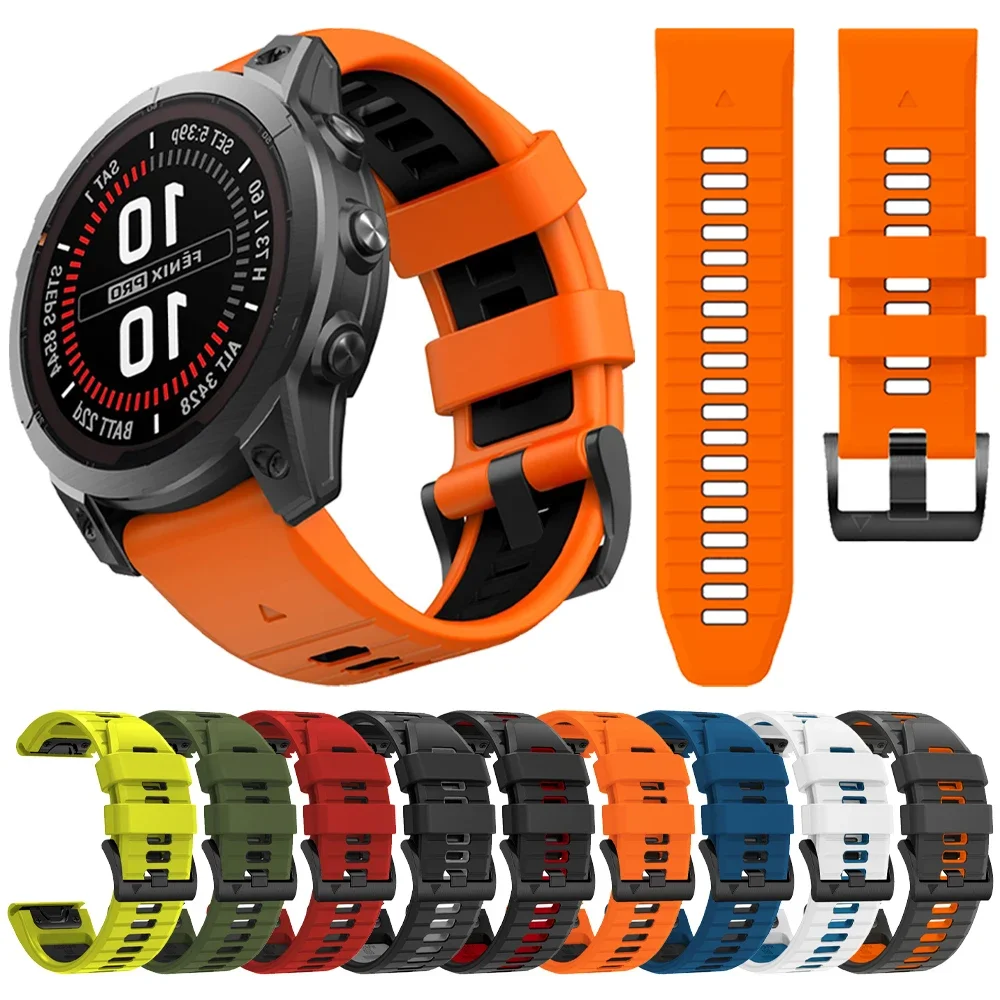 22 مللي متر 26 مللي متر الرياضة سيليكون الفرقة ل Garmin Fenix 8 E 7 7X Pro 6 6X 5 5X/Epix/Instinct/Forerunner 970 QuickFit حزام ساعة اليد سوار #1