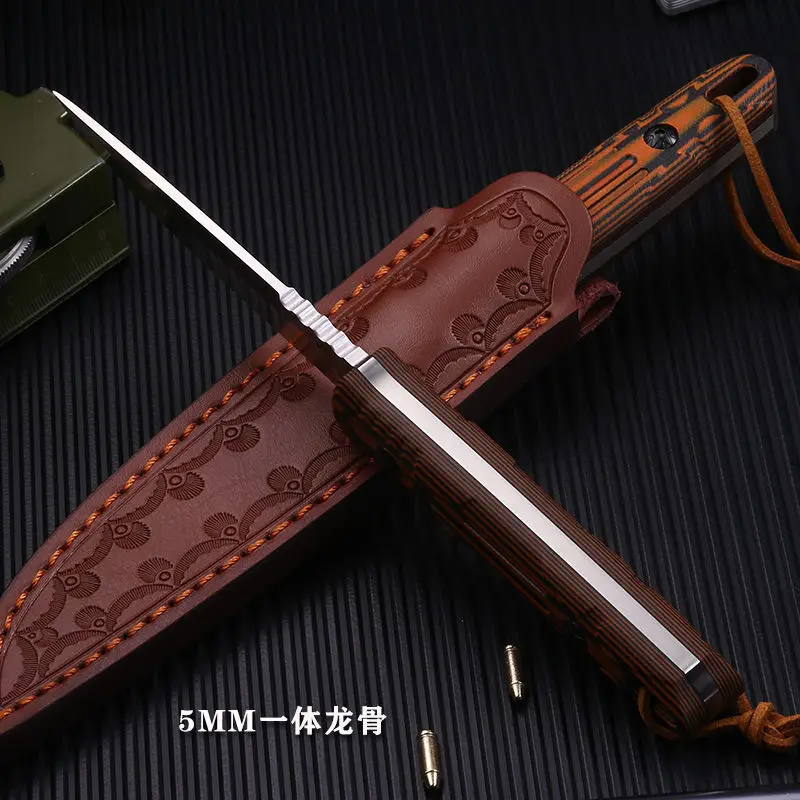 New D2 Blade Wood Handle Full Tang Tacitcal Combat Knife Hunting Self Defense Camping EDC Survival Knives Pocket Knife Military