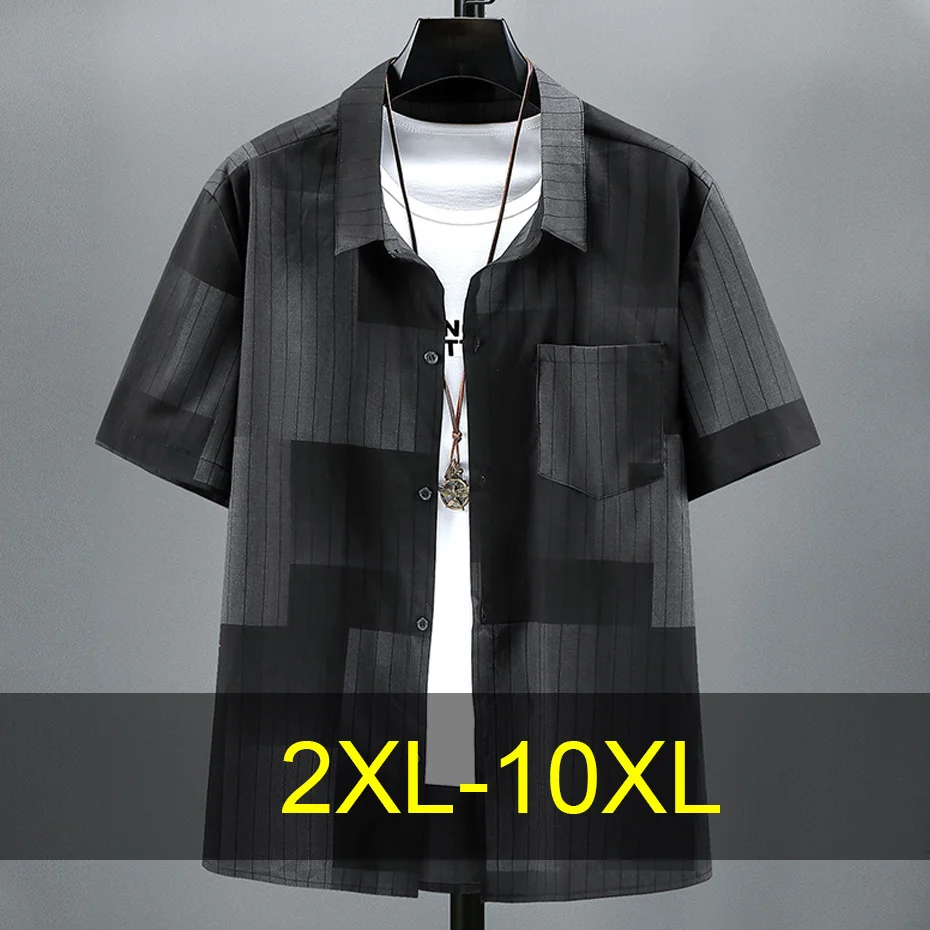 

11XL Plus Size Shirts Men Summer Short Sleeve Shirts Fashion Casual Hawaiian Shirt Male Summer Tops Big Size 11XL