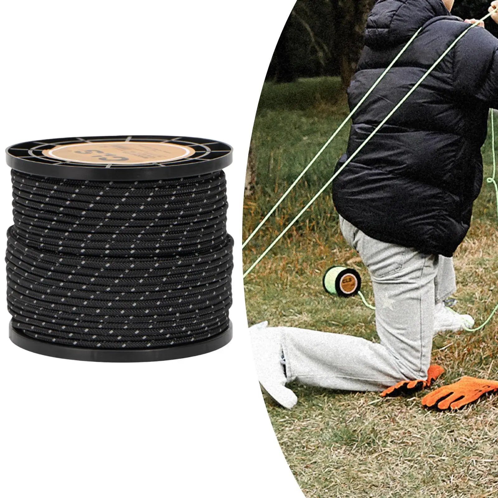 Solid Braid Tent Rope Reflective Guy Line Cord Camping Rope Adjustable Tensioner for Outdoor Canopy Solid Braid Tent Rope Reflective Guy Line Cord Camping Rope Adjustable Tensioner for Outdoor Canopy