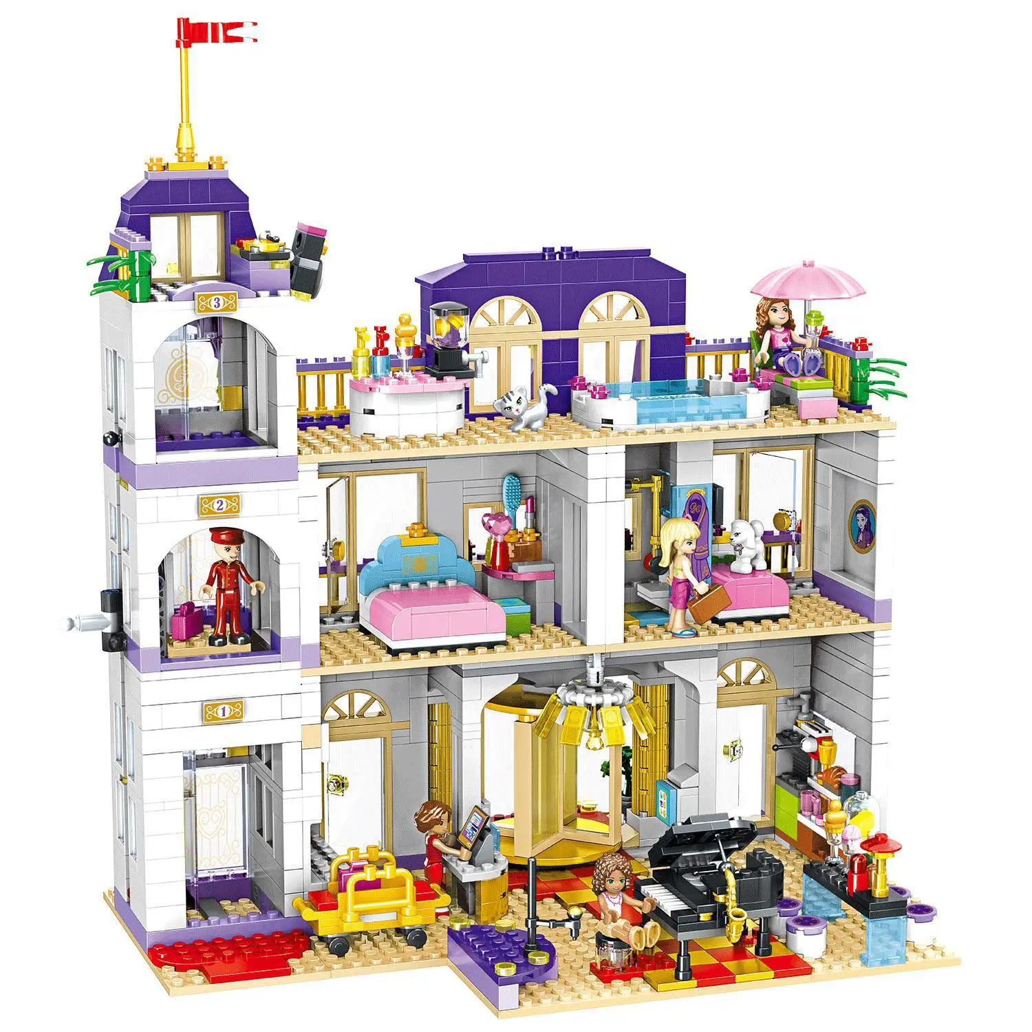 01045 1676Pcs Girls Series The Heartlake Grand Hotel Set 41101 Children Eucational Building Block Brick Toy Model Gift