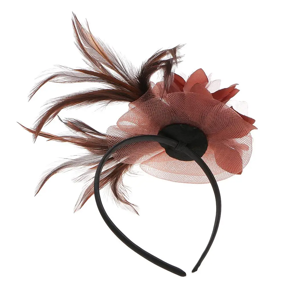 Fancy Dress Feather Fascinator Flower Veil Hat Hairband Party Costume