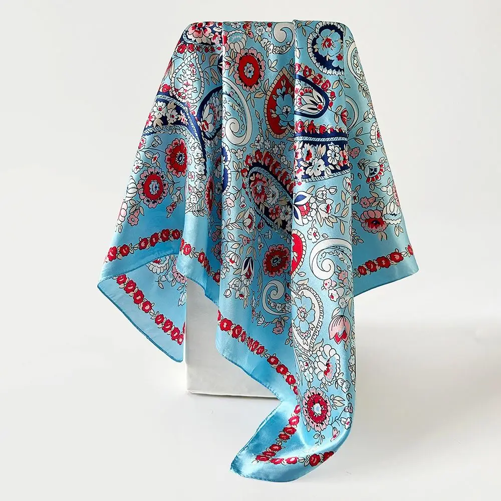 موضة 90*90 سنتيمتر الساتان وشاح مربع تقليد الحرير الفاخرة شال التفاف الكاجو المطبوعة باندانا وشاح الإكسسوارات