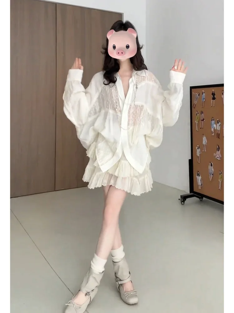 

Легкий свободный женский модный комплект: юбка макси, тонкая рубашка с защитой от солнца, летний наряд, повседневный шикарный ансамбль