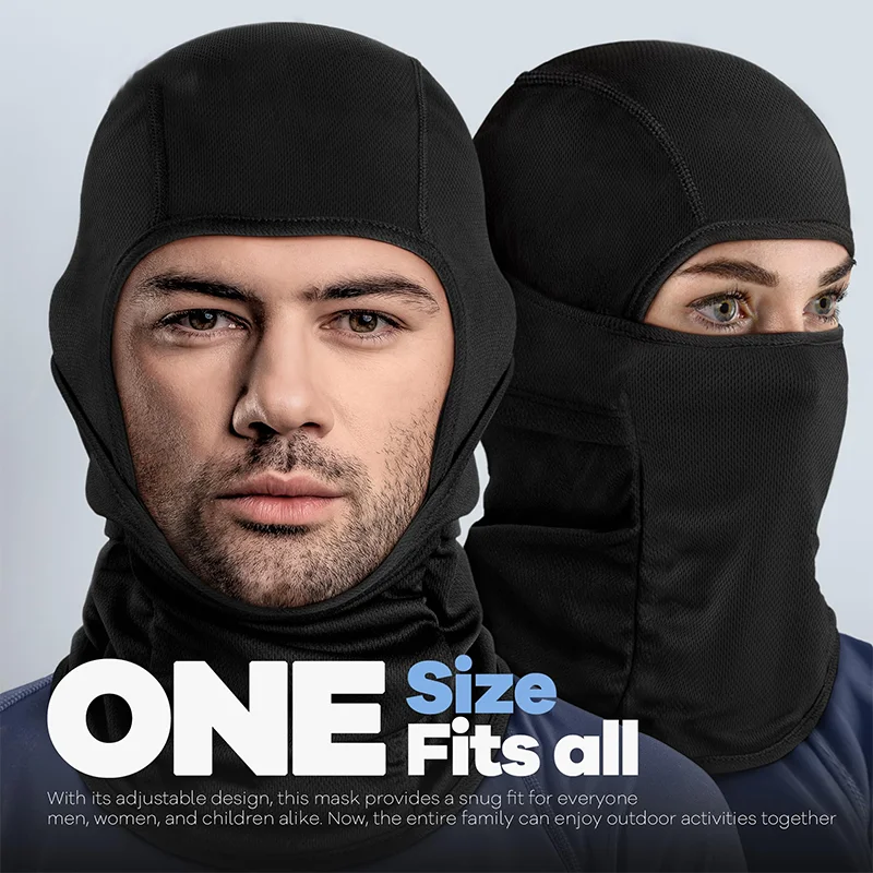 قطعة واحدة من ماسك بلكلافا للوجه كامل لأشخاص - حماية من الرياح، تنفسية، حماية من الشمس - بطانة لخوذة الدراجة النارية - مثالية لأداء الرياضة على الدراجة، المشي في الجبال، والنشاطات الخارجية